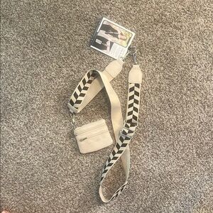 Checkered Strap with Beige Pouch